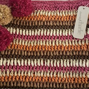 Charming Charlie Pink and Orange Woven Clutch